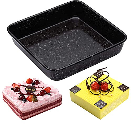 BETOY Teglie da Forno con Rivestimento Antiaderente Stampo Quadro Stampo da Forno per Biscotti e Torte in Acciaio Rostiera Rettangolare Colore nero