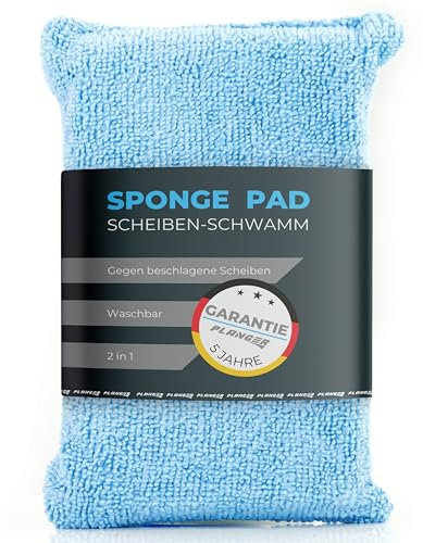 PLANGER® - Autoschwamm Scheibe Innen - 1x Sponge PAD 2in1 - Anti Beschlagene Autoscheiben - 5 Jahre Garantie - Autoscheibe Schwamm, Anti-Beschlag-Schwamm, microfaser Schwamm Auto - Waschbar