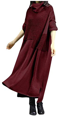 Kobilee Vestito Lana Donna Sexy Elegante Lungo Abiti Curvy Cerimonia Caldo Vestito Invernale Taglie Forti Abito Casual Manica Lunga Vestiti Autunno Vintage