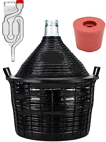 lilawelt24 10L Glasballon Set +Gummistopfen+ GÄRRÖHRCHEN Weinballon, Flasche, Glasflasche, Gallone, Gärbehälter, Glasgärballon, Gäreimer, Gärballon