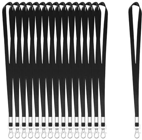XHDA 50PCS Black Lanyards for Neck, Lanyards for ID Badge, Lanyard with Metal Swivel Hook for ID Card Badge Holder