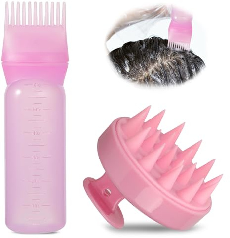 Lithyc Paquete De 2 Dispensador Aceite Pelo,Masajeador Pelo,Tinte Para El Cabello Botella Pincel,Botella VoluméTrica De Color De Cabello,Herramienta De Peinado De Color De Cabello