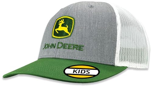 John Deere Casquette de Camionneur pour garçon, Gris chiné/Vert/Blanc, Taille Unique