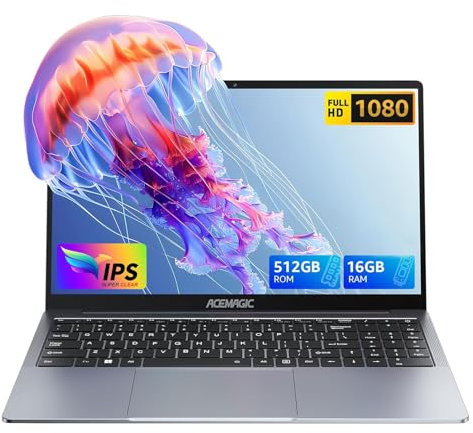 ACEMAGIC Laptop,15.6 Inch FHD With Metal Case,Quad-Core 12th Alder Lake N97 Processor(up to 3.6 GHz) beat N4020/N5095,16 GB RAM 512 GB SSD Laptop,BT5.0,2.4G/5G WiFi,USB 3.2,HDMI and Type C