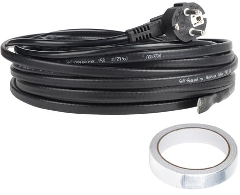 CPROSP 8m Heizkabel 250V 24W/m, Frostschutz Wasserleitung Heizband, Heizleitung mit Schutzkontaktstecker, Dachrinnenheizung Frost, eisfrei Heizleitung mit Thermostat für Wasserleitungen oder Pflanzen