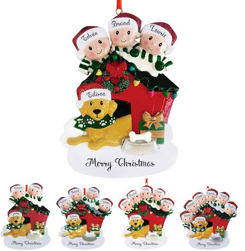 Addobbi natalizi personalizzati con nome 2024 famiglia di 4, addobbo natalizio personalizzato con testo Addobbi familiari personalizzati per decorazioni per alberi di Natale