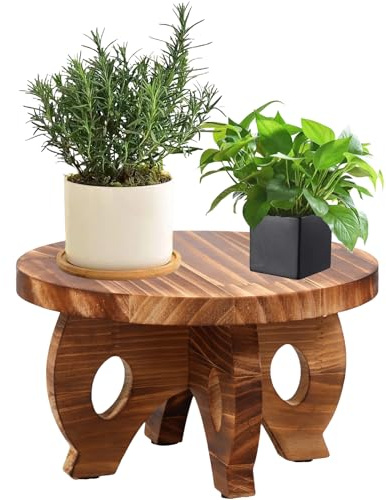 Guniata Soporte para plantas de madera, taburete para plantas, taburete redondo, taburete para flores, soporte para plantas, soporte para plantas de interior y exterior, balcón para casa, oficina,