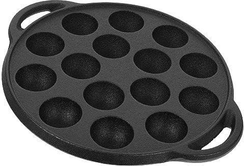 Alipis Schneckenschale Gusseisenpfanne Antihaft Multifunktionspfanne Camping Kochgeschirr Verdickter Brattopf 15 Löcher Schwarz