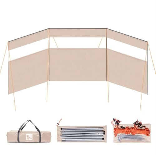 Paravento da Spiaggia Frangivista Parabrezza pieghevole for campeggio all'aperto, fornello a gas, riparo dal vento, parete frangivento con 12 ganci for escursionismo, picnic, barbecue(Beige)