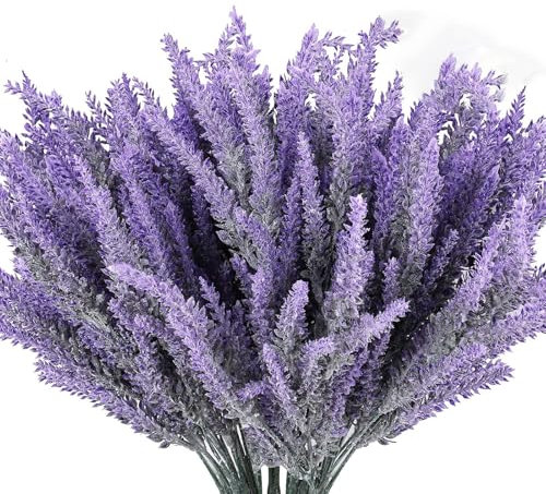 ZYEKIU 12 Piezas Lavanda Artificial, Flores Artificiales Flocado, Lavanda Seca Natural Simulación, Plantas Artificiales Decorativas, para Decoración del Hogar, Jardín Fiesta de Bodas (Púrpura)