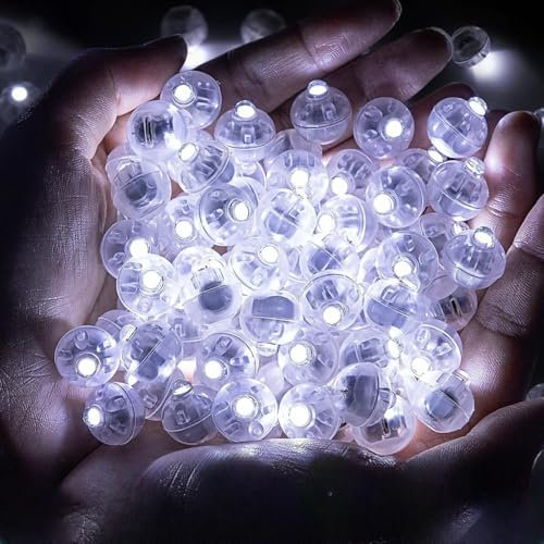 Bacxzomx 50 Pièces LED Balloon Lumières, Mini LED Ballons Lampes, Boule Rond LEDs Balloon Lumière pour Décoration Mariage Anniversaire Noël Halloween Fêtes (Blanc)