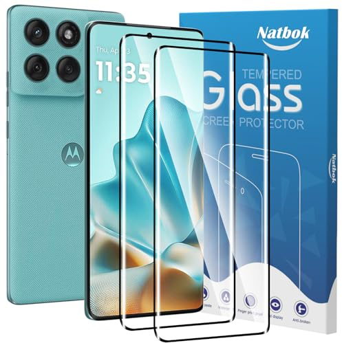 Natbok [2 st härdat glas för Motorola Moto Edge 60 Fusion/Edge 60 Pro/Edge 60S/Edge 60, [Bubbelfri] [repfri] fullt skärmskydd för, HD genomskinligt glas