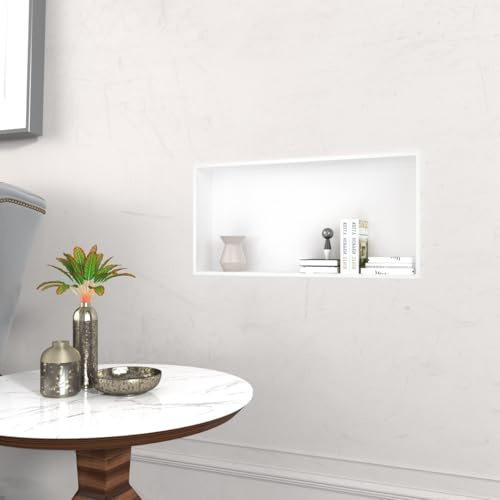 GY Bath Nicho de Ducha 61 x 30 x 11cm, Estante de Ducha Empotrado de Acero Inoxidable, No Requiere Azulejos, Blanco Nicho de Pared