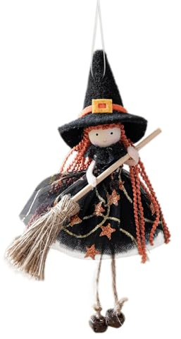 Hiemible Muñeca Bruja de Cocina para la Buena Suerte | Adorno Colgante de Muñeca de Bruja | Figura Coleccionable de Decoración Colgante Escalofriante para Interior Exterior Jardín Pared Ventana Hogar