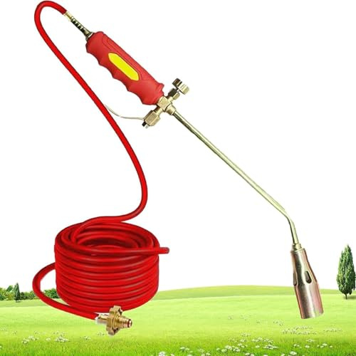 Kit de désherbage au propane, lance-flammes portable avec tuyau, désherbeur thermique et allume-feu for barbecue, for désherbage, toiture, neige glacée, marquage routier(1.2in Nozzle,4Ft Tube)
