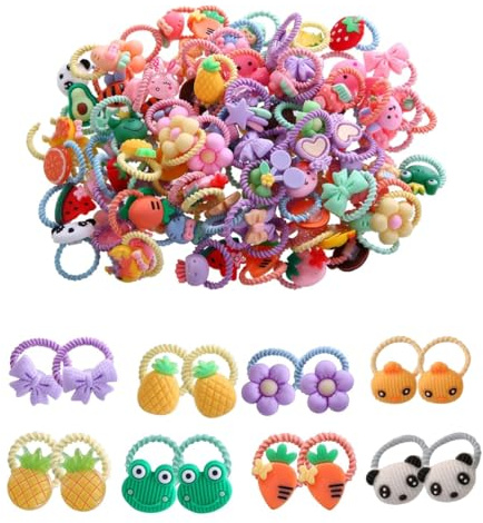 ROKZELT 100 Pezzi Elastici Capelli Bambina, Colorati, morbidi, Nylon, per Bambine, Bambini, Mini Elastici, Colorati, Piccoli, Elastico Bambina, per Bambini