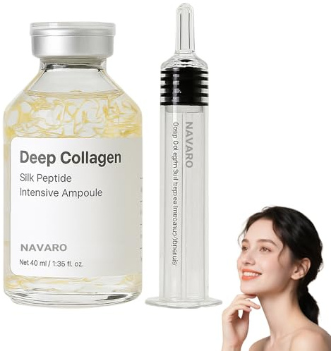 NaVaro Peptide Deep Collagen Lifting Ampoule, Advanced Silk Peptide Intensive Lifting Ampoule,Navaro Collagen Lifting Ampoule for Face Tightening,Wrinkle Reduction & Glass Skin,Glowing Skin (1 Bottle)