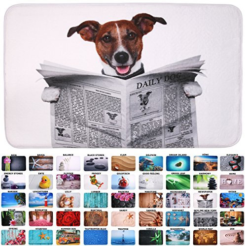 Sanilo Badteppich I viele schöne Badematten zur Auswahl I Badvorleger sehr weich und rutschfest I waschbar und schnelltrocknend (50 x 80 cm, Newspaper)