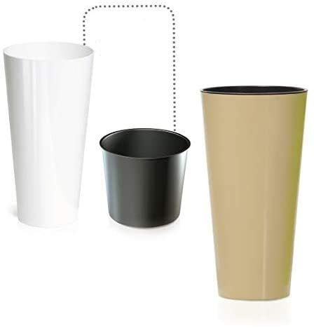 Pflanztopf Blumentopf Pflanzkübel Blumenkübel Rund Hochglanz mit Einsatz 3 Größen und Farben NEU Übertopf Glänzend (57cm Weiß)