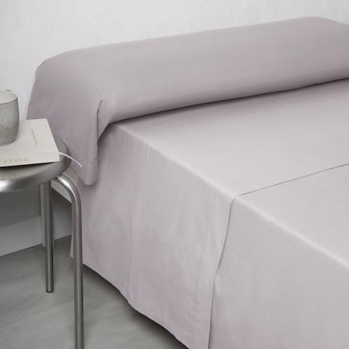 TRAMAS+ Sábanas 150x190 / 200cm 100% algodón, Suave y Traspirable, Juego de 4 Piezas, Sabana Bajera Ajustable, Encimera, 2 Fundas de Almohada 90x45cm, Certificado Oeko Tex- (Cama 150, Gris)