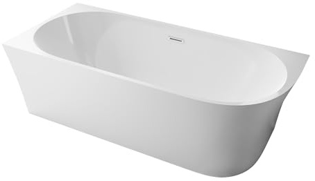 Vasca da bagno freestanding NOVA CORNER - bianco - installazione a sinistra - 170 x 78 cm - Senza rubinetteria, Sistema drenaggio:Senza sistema di drennaggio, Bianco lucido