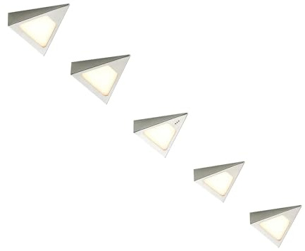 PRIOS LED Underskåpsbelysning 'Odia' med rörelsedetektor (modern) i Grå av rostfritt stål för vardagsrum/matsal (5 lamor, glödlampor ingår)