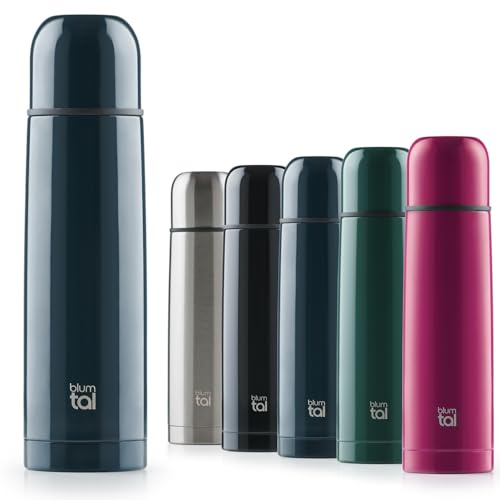 Blumtal® Thermosflasche 700 ml - BPA-freie Thermoskanne 700ml für warm&kalt - auslaufsichere Isolierflasche 700ml aus Edelstahl - Thermoskanne mit Becher/Thermoskanne Tee - Dark Ocean Blue - Blau