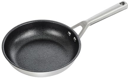 Ninja Foodi Zerostick Stainless Steel Frying Pan 20 cm [C60020EU] Non-Stick Coating, Induction Compatible, Dishwasher Safe, Silver