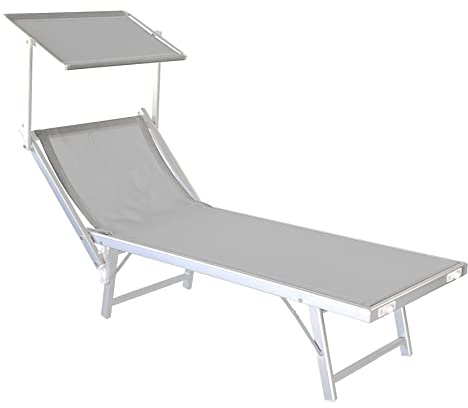 Brigros Estosa - Lettino prendisole con struttura in alluminio colorata e textilene, robusto e leggero, adatto per stabilimenti balneari, piscine, giardini, terrazze (Grigio/alluminio standard)