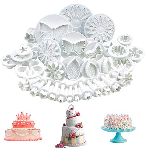 Juego de 33 Cortadores Galletas Cortapastas, Diseño Hojas Flor, Mariposa, Corazón, Herramientas Bricolaje Galletas, Manualidades Azúcar