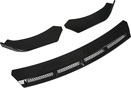 Kit carrozzeria Labbro paraurti anteriore, Spoiler anteriore Colorfast Antigraffio Stabile universale per modifiche auto 3 pezzi Resistente all'usura Nero
