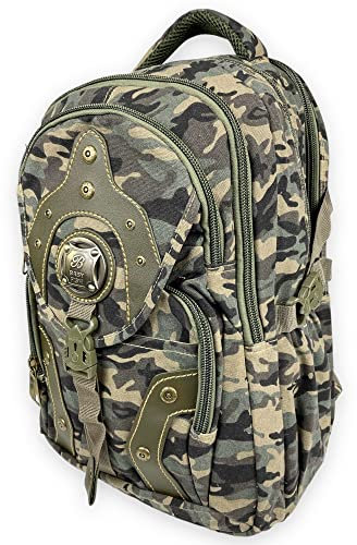 kennydoo großer Rucksack von Babyfish/Damen und Herren Canvas Backpack/Laptopfach (camouflage)