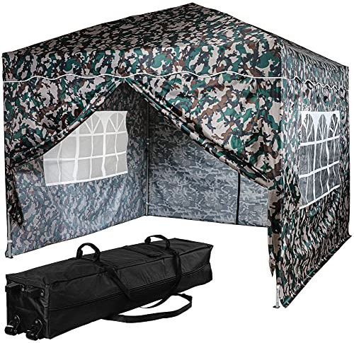 INSTENT Pavillon 3 x 3 m Basic wasserdicht UV Schutz 50+, 4 Seiteneile, Woodland