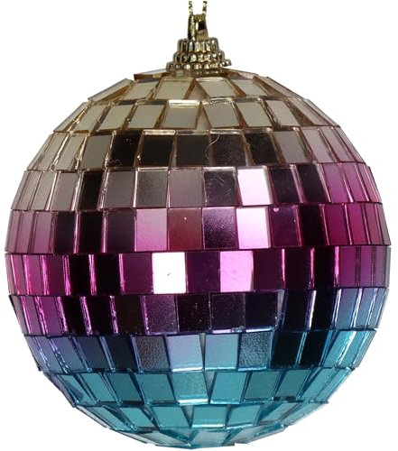 HD Collection Christbaumschmuck 8cm Glas - Discokugel Figur zum Aufhängen - Weihnachtsbaum Anhänger für Weihnachten - Christbaumanhänger & Weihnachtsbaumschmuck - Disko Kugel Bunt