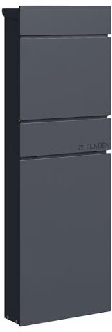 SCHARTEC SPB-10/ SPB-12 - Grande boîte aux lettres sur pied - Anthracite - Avec compartiment à journaux séparé (SPB-12))