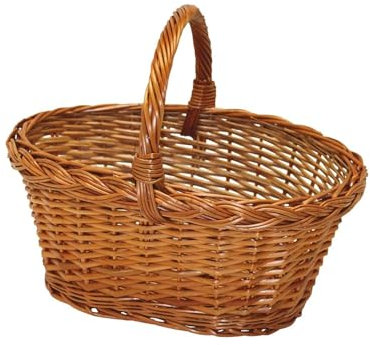 Ovaler Weidenkorb mit Griff für Pilz- und Obsternte, FSC-zertifiziert, 39 x 29 x 30 cm, leicht und robust