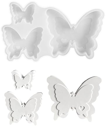 Moldes para Velas 2 Piezas DIY Moldes de Silicona 3D Velas Silicone Flower Mold Shelf Creatividad Rosa Peonía,para Vela Perfumada Cera Soja Chocolate Jabón Artesanal para Hornear (Mariposa)