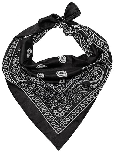 Cotton Bandana Scarf for Men & Women – Premium Paisley Headband, Neck & Face Wrap, Stylish Versatile Headwear for Summer, Winter, Outdoor Sports, Biking, Hiking, Camping & Everyday Fashion (Black)