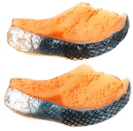 Atrezzo de Comida simulada, Modelo Artificial Realista Finas lonchas Pescado for atrezzo fotográfico y decoración Infantil, Creativo Set 2 Piezas simulación marisco