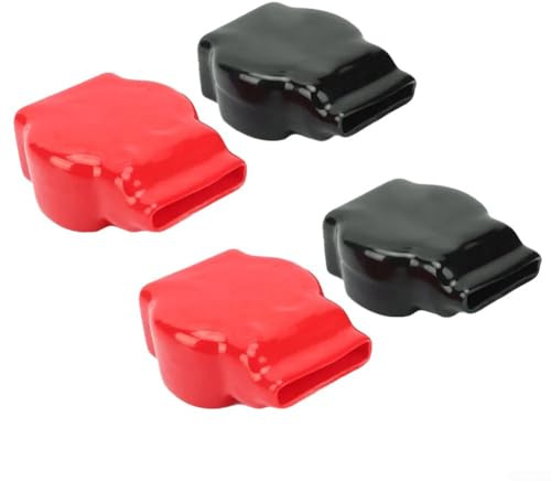 Jotekonoby Lot de 4 housses de protection en caoutchouc pour bornes de batterie en PVC rouge et noir pour voiture, camion, moto, camping-car et bateau