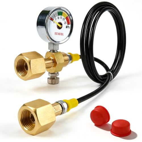 1,5 m CO2 påfyllningsslang, CO2-adapter, högtrycksslang med 3000PSI manometer, gänganslutning 2 x W21,8 x 1/14 tum, skyddsgas påfyllningsslang, gasflaska, slangtappsystem för argon kväve