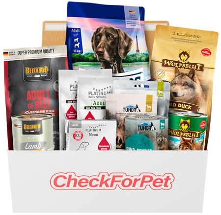 CheckForPet Paquete de degustación de comida para perros adultos – Caja de degustación para perros adultos con marcas de prueba de alta calidad – muestra de comida húmeda y seca – Idea de regalo para