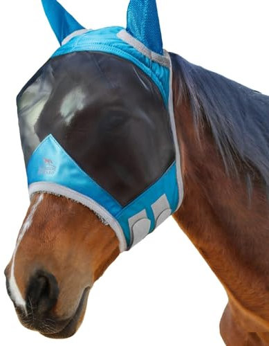 Harrison Howard CareMaster Pro Luminous Fine Mesh UV-proof Fleece Padding Fly Mask Half Face Voodoo Blue (L; Full Size)