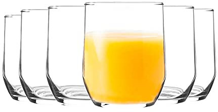 LAV 12x Clear 315ml Sude Tumbler Glasses - Stemless Kitchen Water Whiskey Wine Gin Juice Cocktail Drinking Glass Set