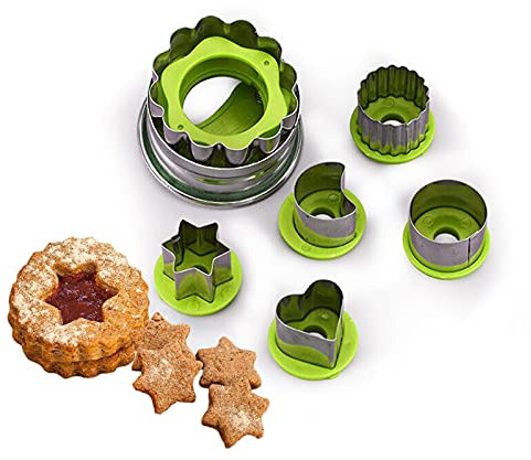Plätzchenausstecher Weihnachten Mini Linzer Ausstechformen Keksausstecher, 6er Plätzchen Ausstecher-Set Geometrische Cookie Cutter für Backen Weihnachten & Xmas Keks Fondant, Ausstechförmchen Kekse