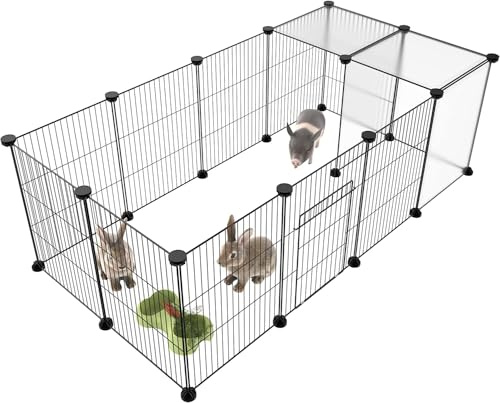 HOMIDEC Pet Playpen,Small Animals Cage DIY Wire Portable Yard Fence with Door for Indoor/Outdoor Use,Puppies,Kitties,Bunny,Turtle 48 x 24 x 16