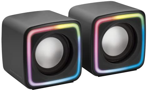 Mars Gaming MSCUBE, Kompakte 8W Gaming-Lautsprecher, Raumklang-DSP-Sound, RGB Active-Flow, Steuerbox, USB + 3,5mm Klinke, Schwarz