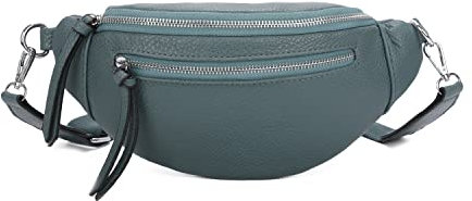 OBC Damen Tasche Gürteltasche Crossbody Leder Optik Hüfttasche Bauchtasche Umhängetasche Cross-Over Bodybag Schultertasche Handytasche Geldtasche Schminktasche Kosmetiktasche Petrol