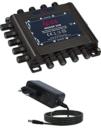 GSS 5/8 Multischalter für Quattro & Quad LNB, Multiswitch für 1 Satelliten & 8 Teilnehmer (Fernseher TV, Sat Receiver), Matrix Satellite Verteiler, HD 4K Digital, für Schüssel Spiegel Antenne