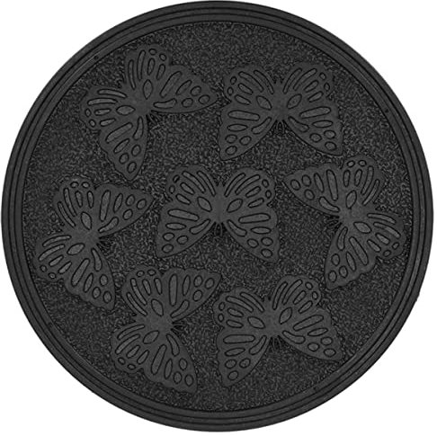 Esschert Design Trittplatte Schmetterlingsdekor Schwarz Ø 30 cm aus recyceltem Gummi